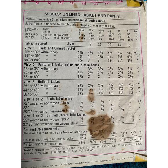 Simplicity sewing pattern  5630 pants set wide leg 1960s - Picture 5 of 5